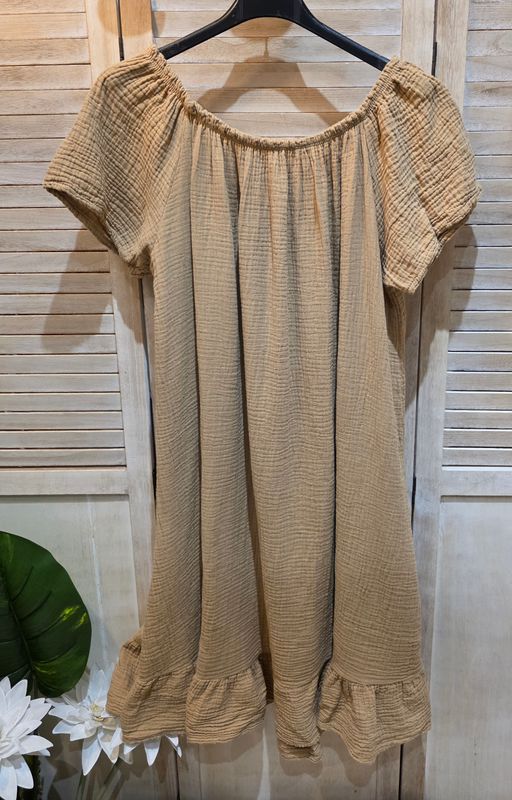 Robe en gaze de coton camel