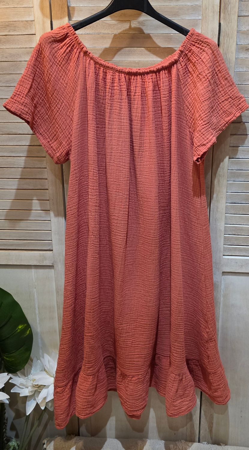 Robe en gaze de coton bois de rose