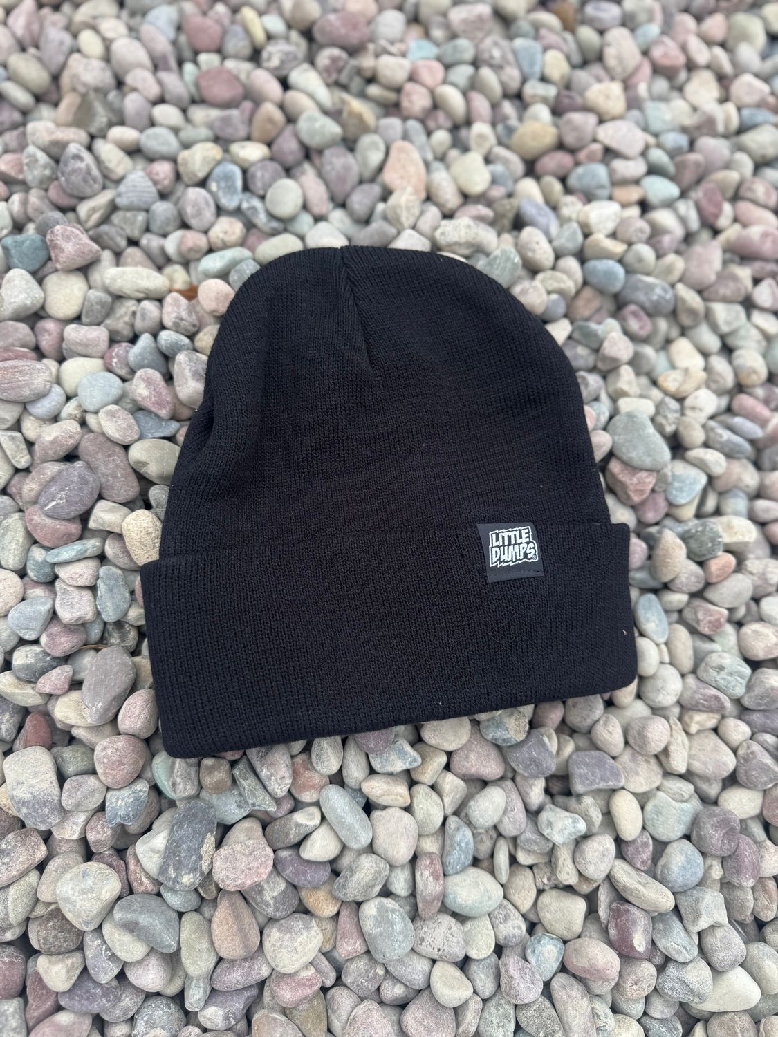 Label Cuff Beanie (Black)