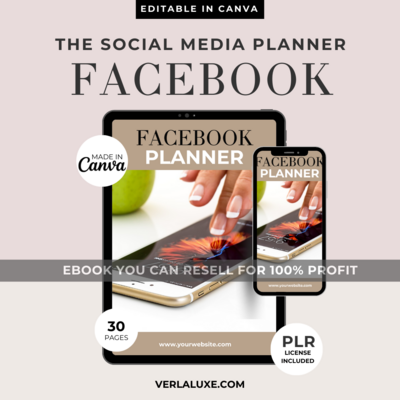 PLR FACEBOOK SOCIAL MEDIA PLANNER | EDITABLE WORKBOOK