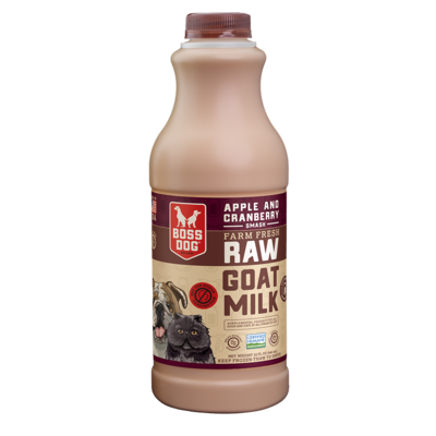 Boss Pet Raw Goat Milk, Flavored (32oz), Flavor: Apple &amp; Cranberry