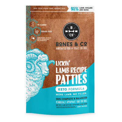 Bones &amp; Co Raw Frozen Patties - Lamb, 6lb