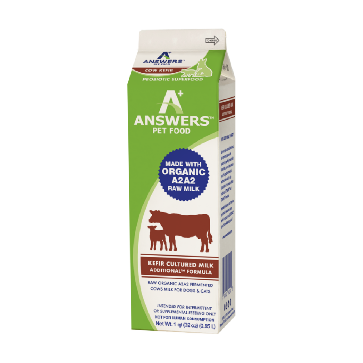 Answers Additional - Fermented Raw Cow Milk Kefir, Size: 32oz (1qt)