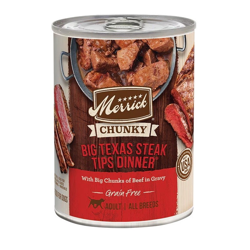Merrick Chunky Can, 12.7oz, Recipe: Big Texas Steak Tips