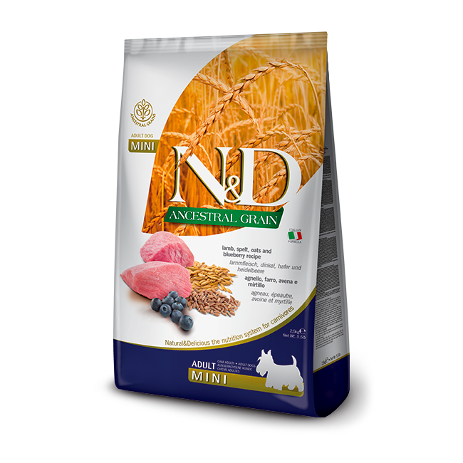 Farmina N&amp;D Ancestral Grain Adult: Lamb &amp; Blueberry, Mini, Size: 15.4lb