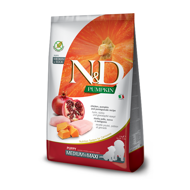 Farmina N&amp;D Pumpkin Puppy: Chicken &amp; Pomegranate, Medium &amp; Maxi *, Size: 26.4lb