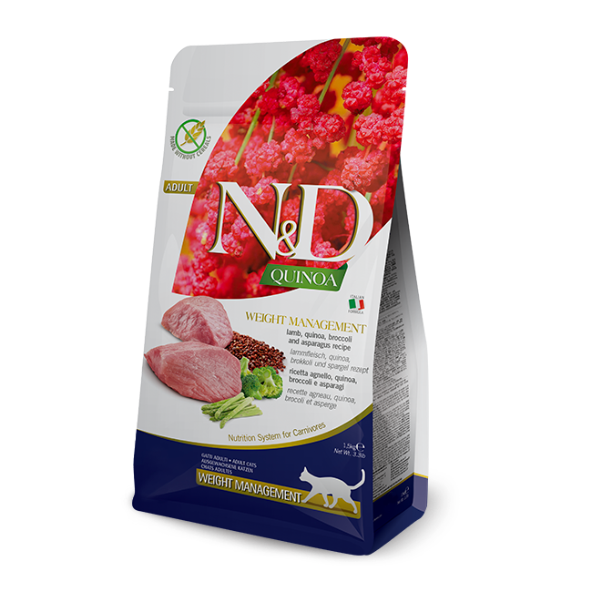 Farmina Cat N&amp;D Quinoa Adult: Weight Management, Lamb, Size: 11lb