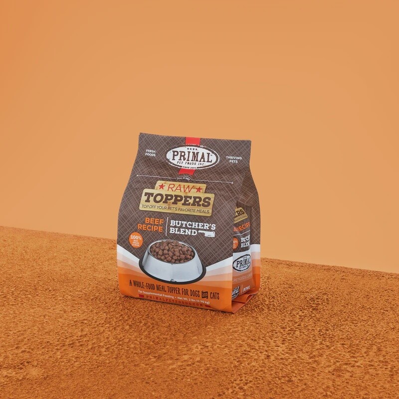 Primal Raw Toppers: Butcher’s Blend, 2lb, Recipe: Beef