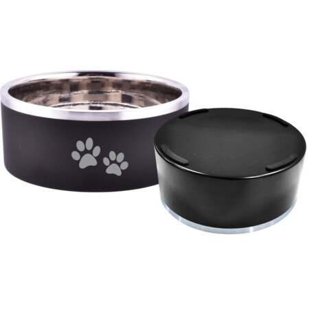 IndiPets Double Wall Bowl, Color: Black, Size: 16oz