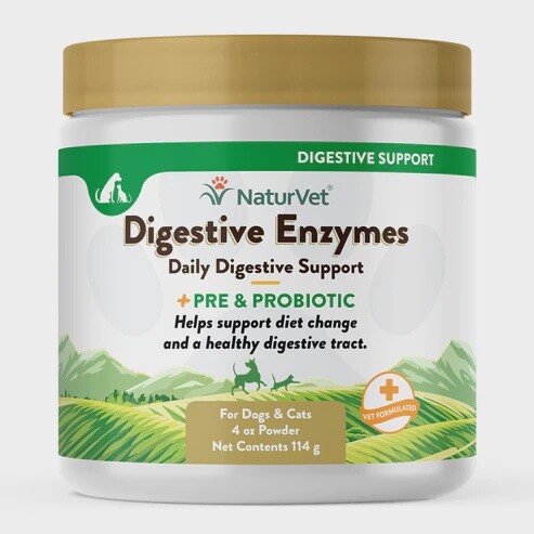 NaturVet Powder - Digestive Enzymes + Pre-Probiotics, Size: 4oz