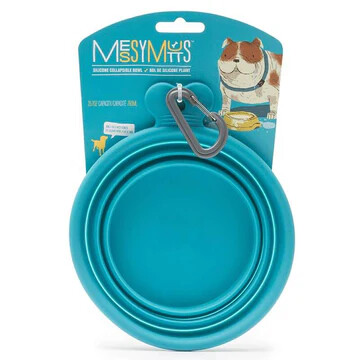 Messy Mutts Silicone Collapsible Dog Bowl, Color: Blue, Size: Large (3 cup)