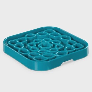 Messy Mutts Slow Feeder Square, Color: Blue, Size: 2 cup
