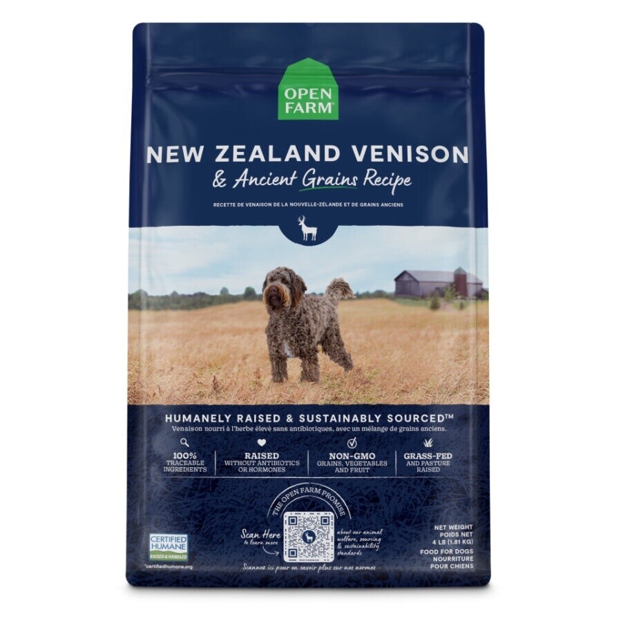 Open Farm Dog, New Zealand Venison &amp; Ancient Grains, Size: 22lb