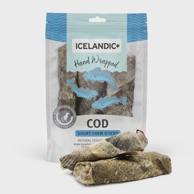 Icelandic+ Hand Wrapped Cod Skin Short 5&quot; Chew Sticks, 3pk