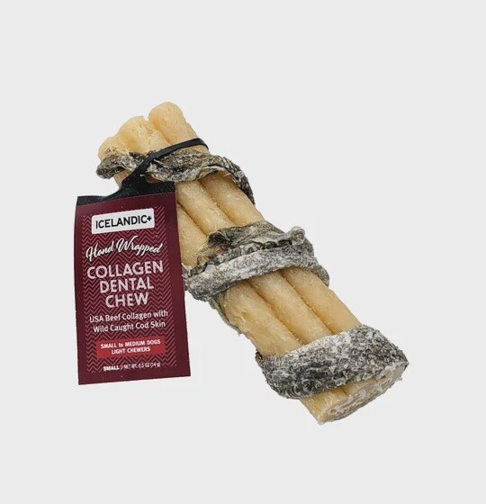 Icelandic+ Collagen Dental Chew Wrapped with Cod Skin, Size: 4&quot;