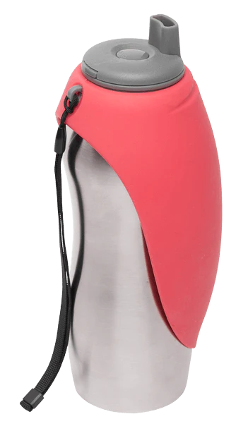 Messy Mutts Travel Water Bottle &amp; Bowl, Color: Watermelon