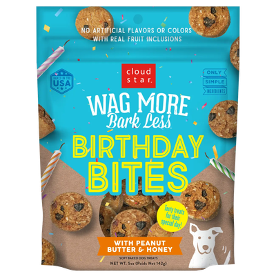 Wag More Bark Less Birthday Bites - PB/Honey, 5oz