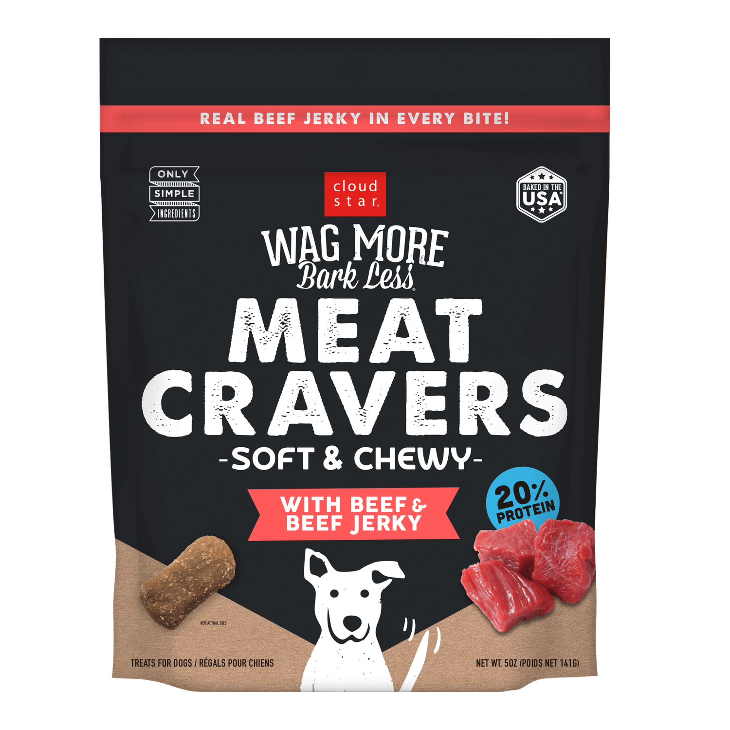 Wag More Bark Less Meat Cravers Soft &amp; Chewy, 5oz, Recipe: Beef