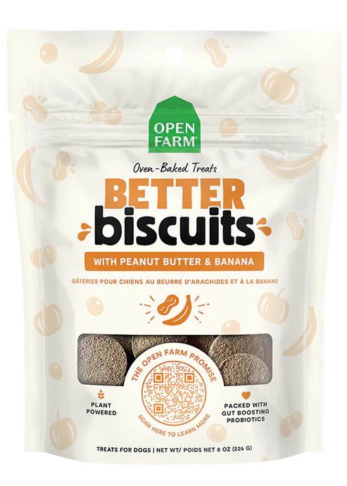 Open Farm Better Biscuits, 8oz, Recipe: Peanut Butter &amp; Banana