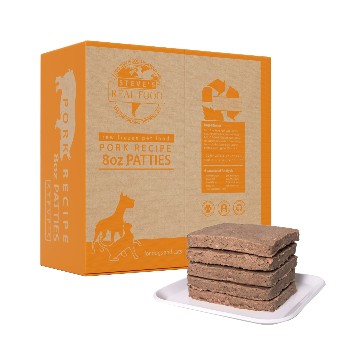 Steve&#39;s Real Food Frozen Raw, Pork, Size: 14lb Patties