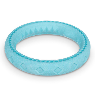 Messy Mutts Toy - Chew n Tug Ring, Teal 6.5&quot;