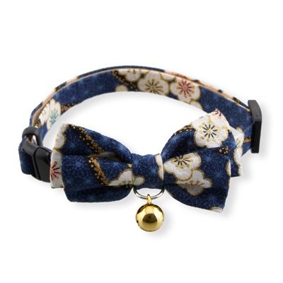 Necoichi Hanami Bow Tie Cat Collar, Color: Navy