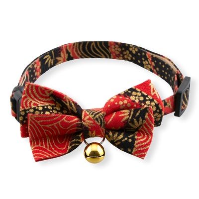 Necoichi Gilded Gold Bow Tie Cat Collar, Color: Red