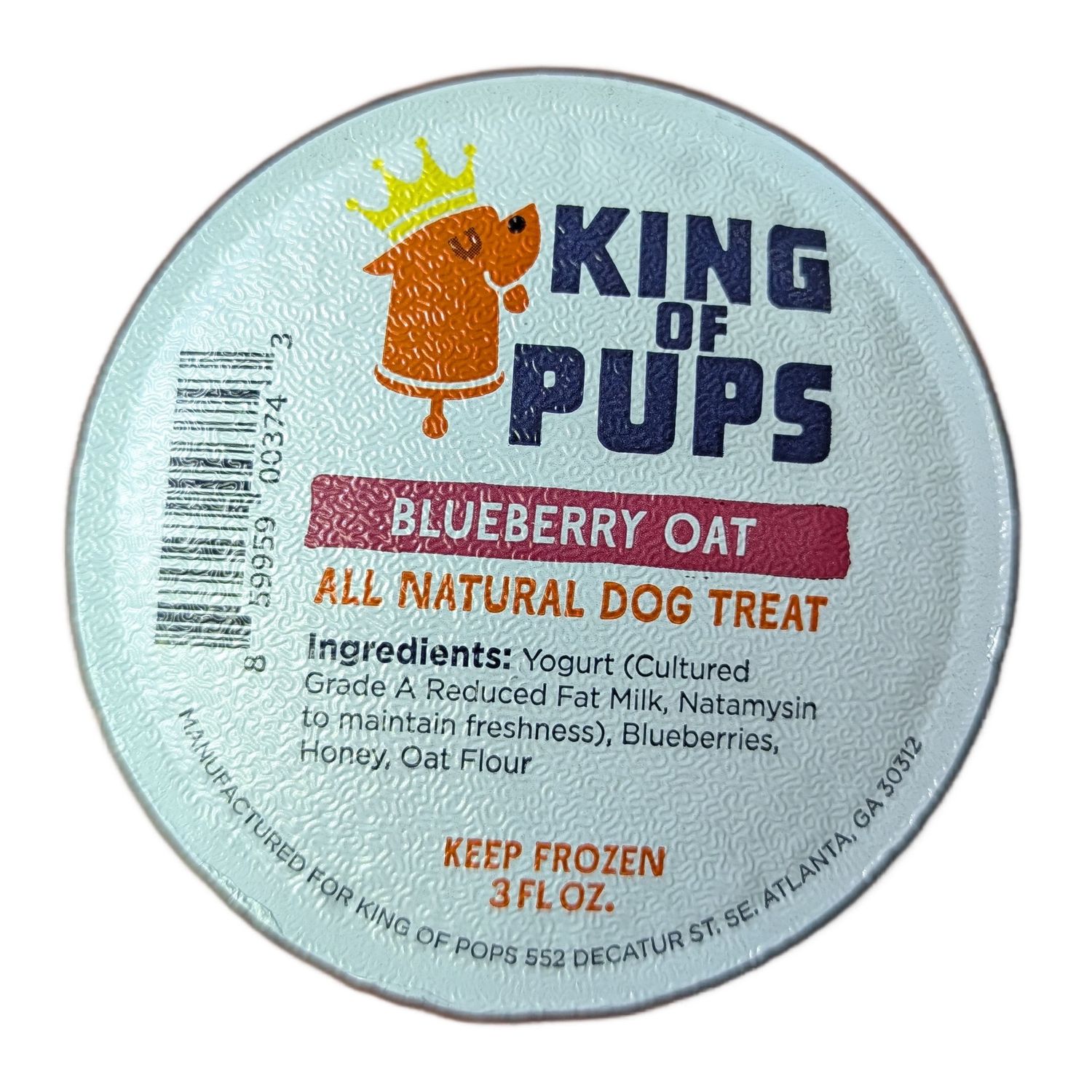 King of Pups Frozen Dog Treat, 3oz, Flavor: Blueberry Oat