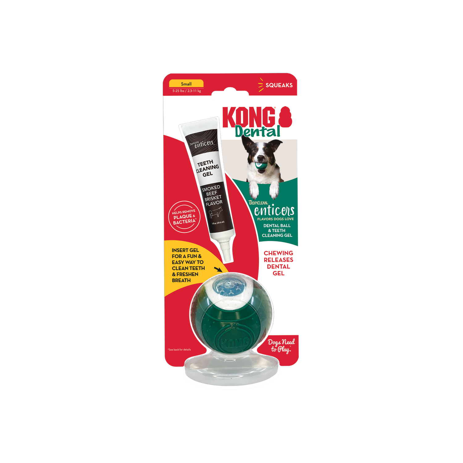 KONG Dental Ball &amp; Tropiclean Enticer Gel, Size: Small
