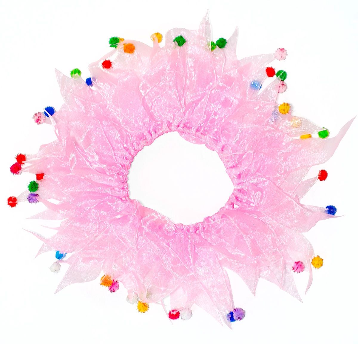 MP Party Pom Pom Collar, Color: Pink, Size: Small