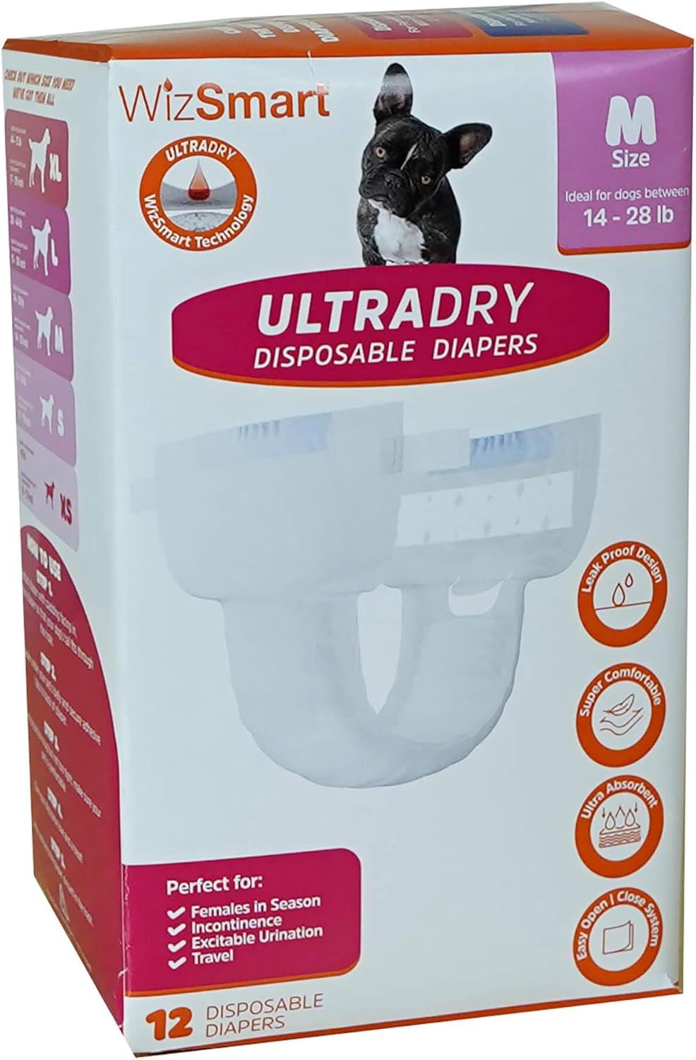 Wizsmart UltraDry Disposable Diapers, 12ct, Size: Medium