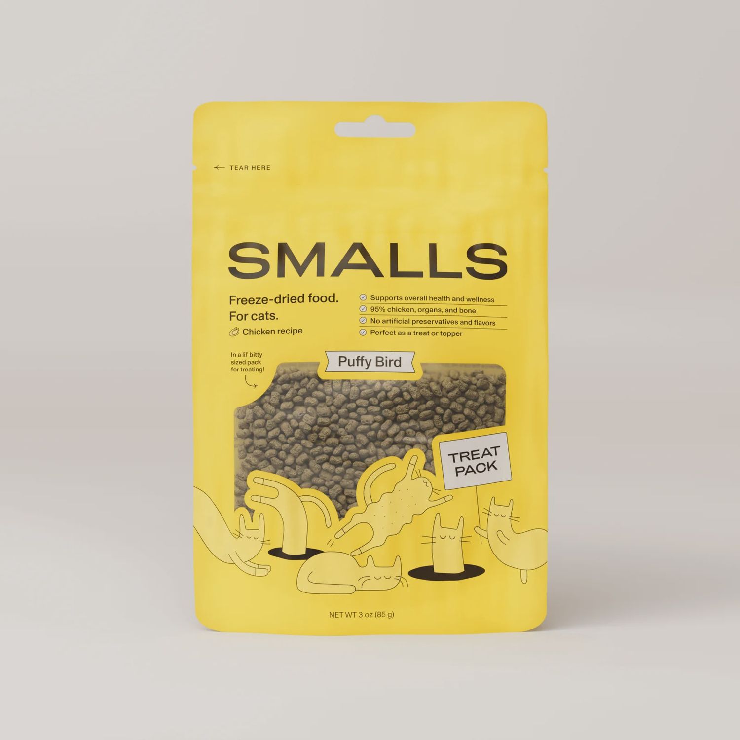 Smalls Freeze-Dried Puffs for Cats, Formula: Puffy Bird, Size: 3oz