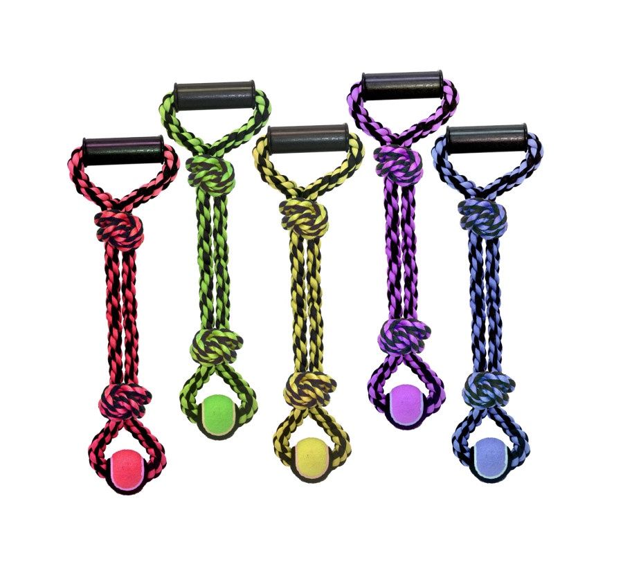 MultiPet Nuts For Knots - 2-Knot Rope Tug with Tennis Ball