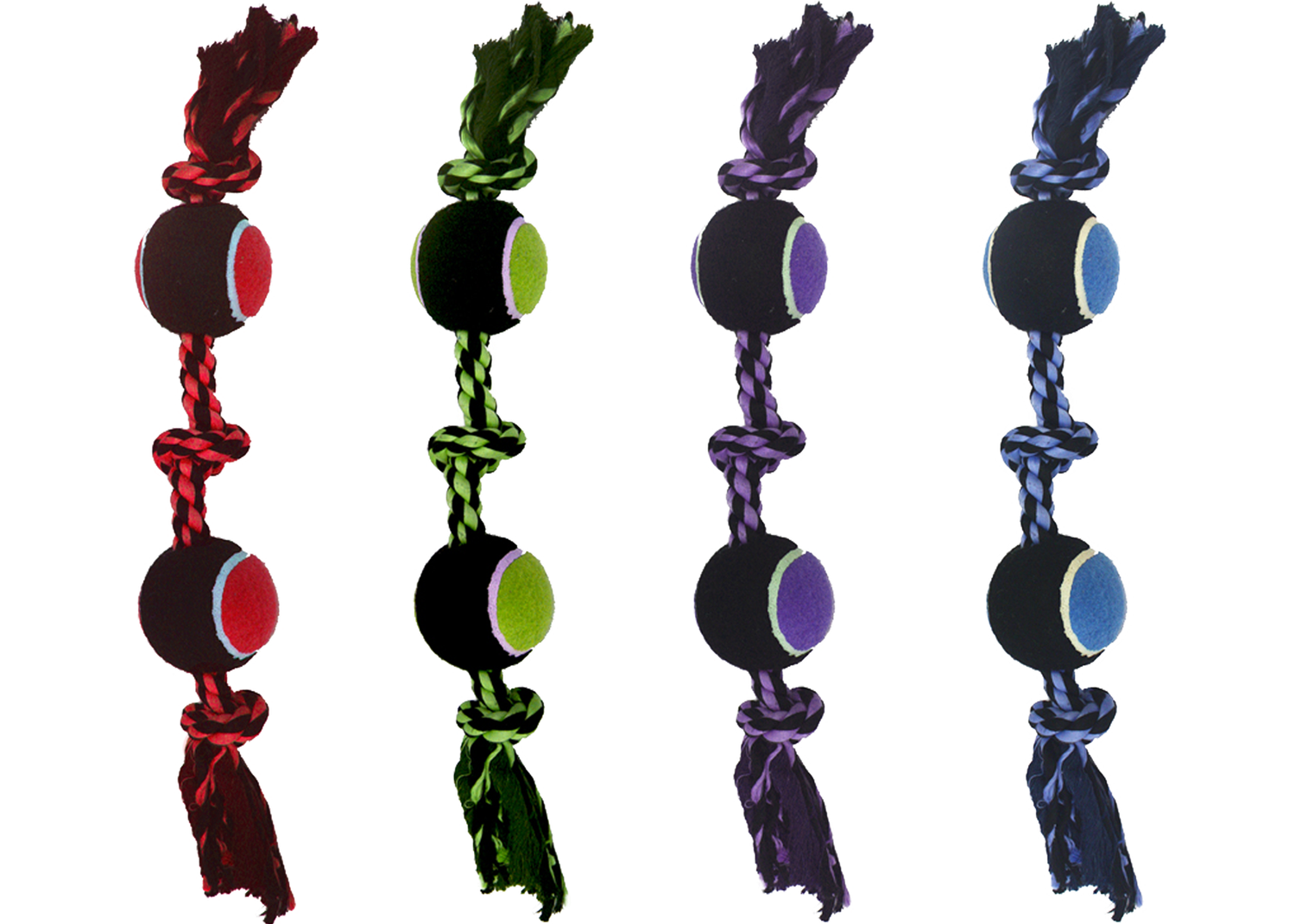 MultiPet Nuts For Knots - 3 Knot Rope with 2 Tennis Balls, 20&quot;