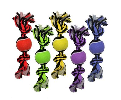 MultiPet Nuts For Knots - 2 Knot Rope with Tennis Ball, 10&quot;