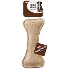 Dura Fused Leather Toy - Bone, 7&quot;