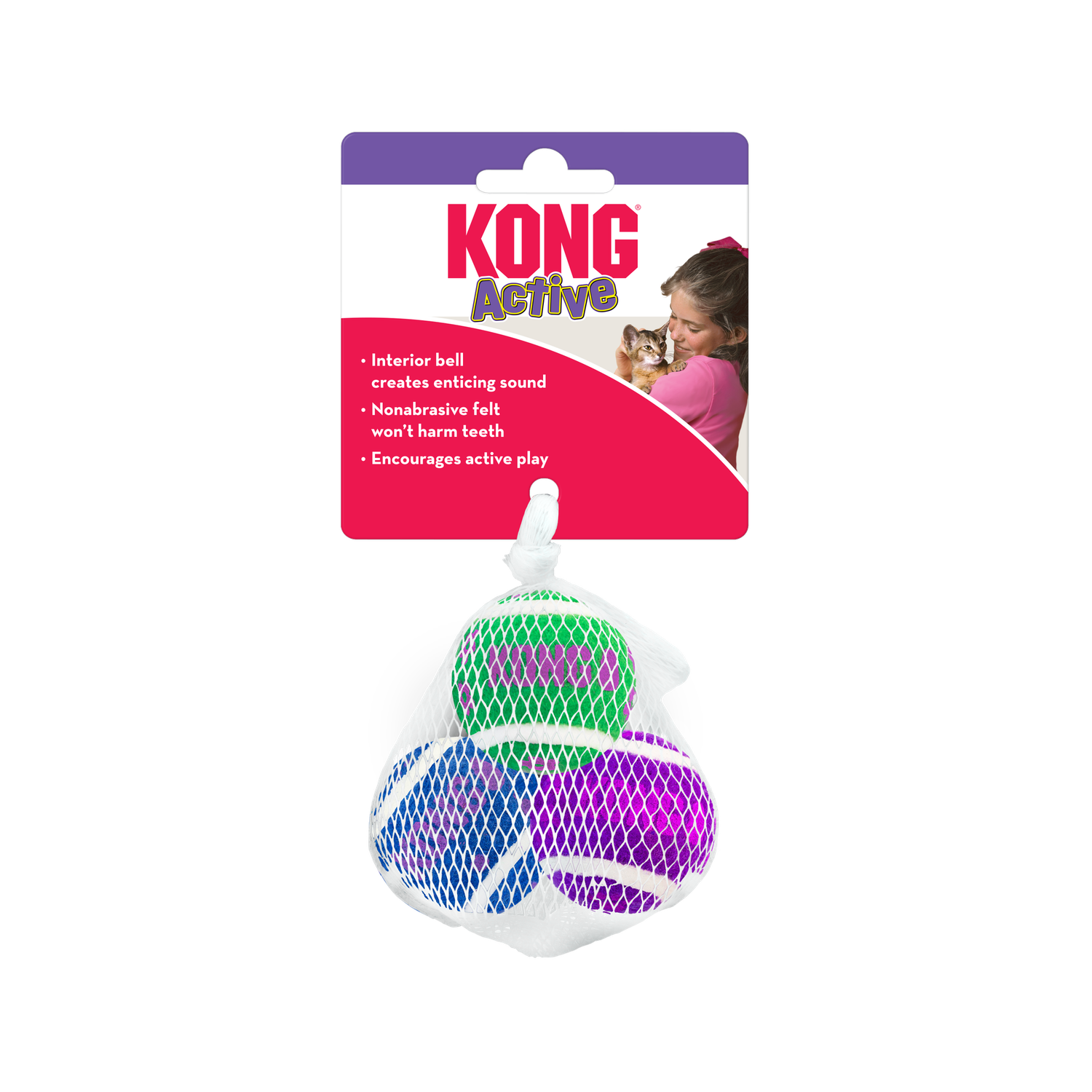 KONG Cat Active - Tennis Balls w/Bells, 3pk