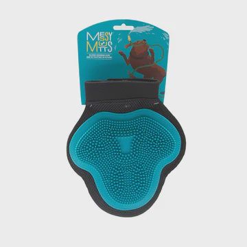 Messy Mutts Silicone Grooming Glove, Blue