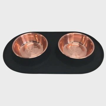 Messy Mutts Silicone Double Feeder - Copper, L