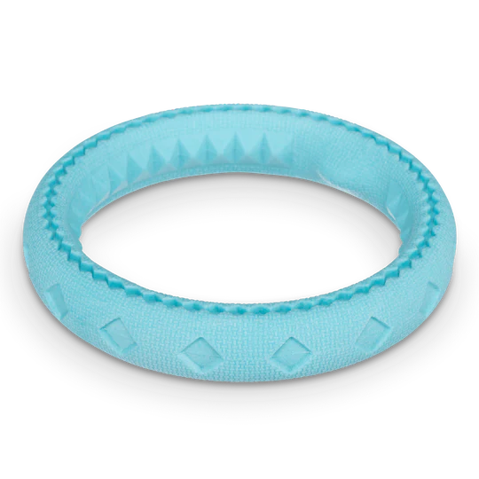 Messy Mutts Toy - Chew n Tug Ring, Teal 6.5&quot;