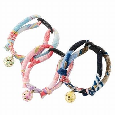 Necoichi Chirimen Cat Collar with Clover Bell