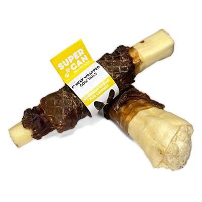 SuperCan Beef Wrapped Cow Tail, 6&quot;