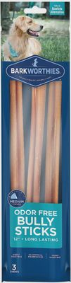 Barkworthies Bully Stick, Odor Free - 12&quot;, 3pk