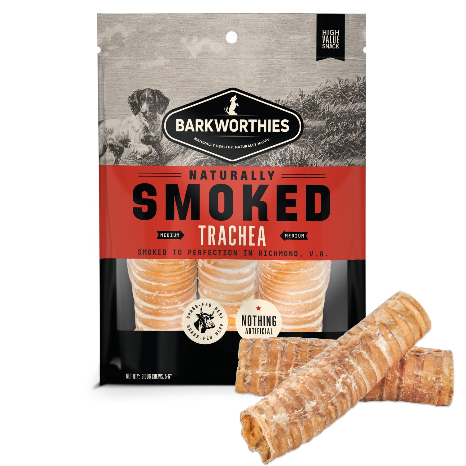 Barkworthies Smoked - Trachea 6&quot;, 3pk *