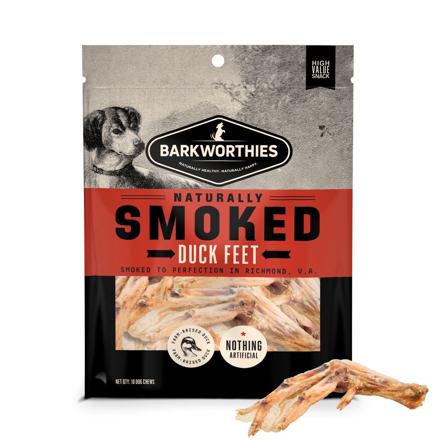 Barkworthies Smoked - Duck Feet, 10pk