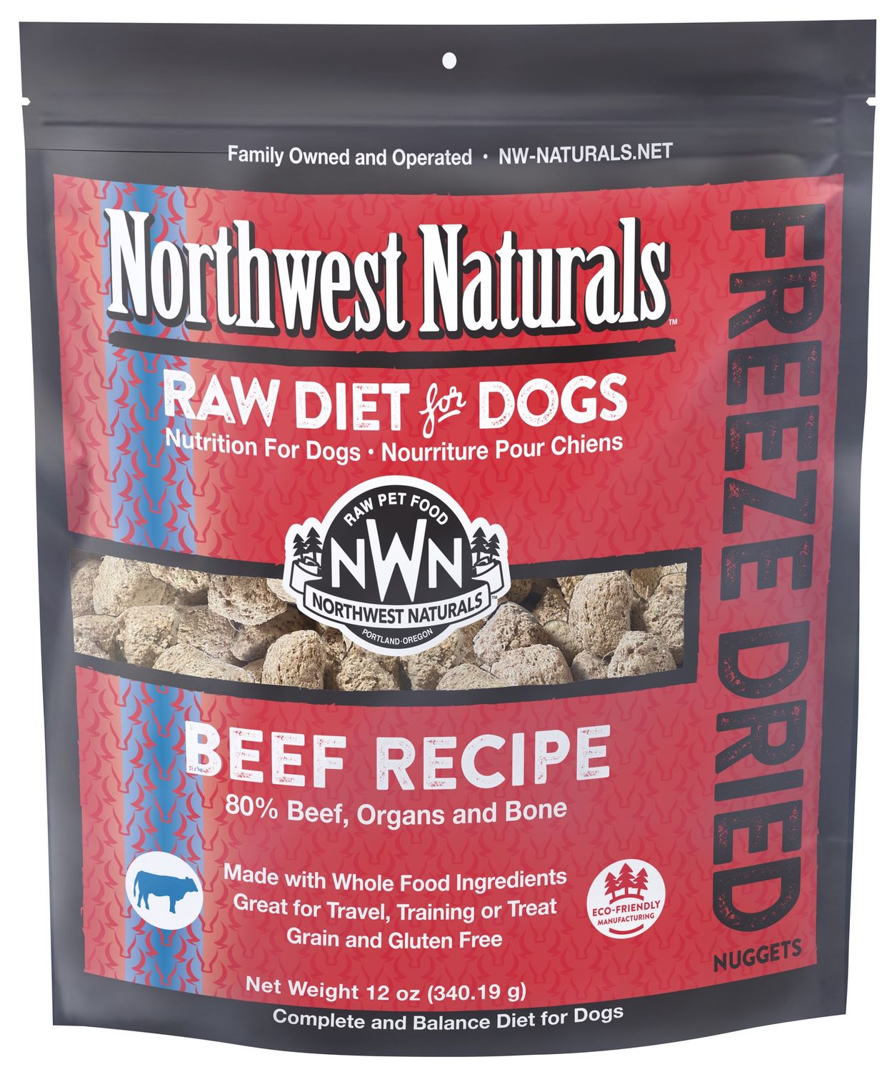 Northwest Naturals Freeze Dried Nuggets, Recipe: Beef, Size: 12oz
