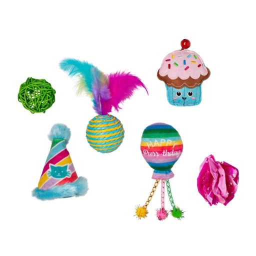 PetShop Happy Purr-thday Cat Toy Set, 6pc