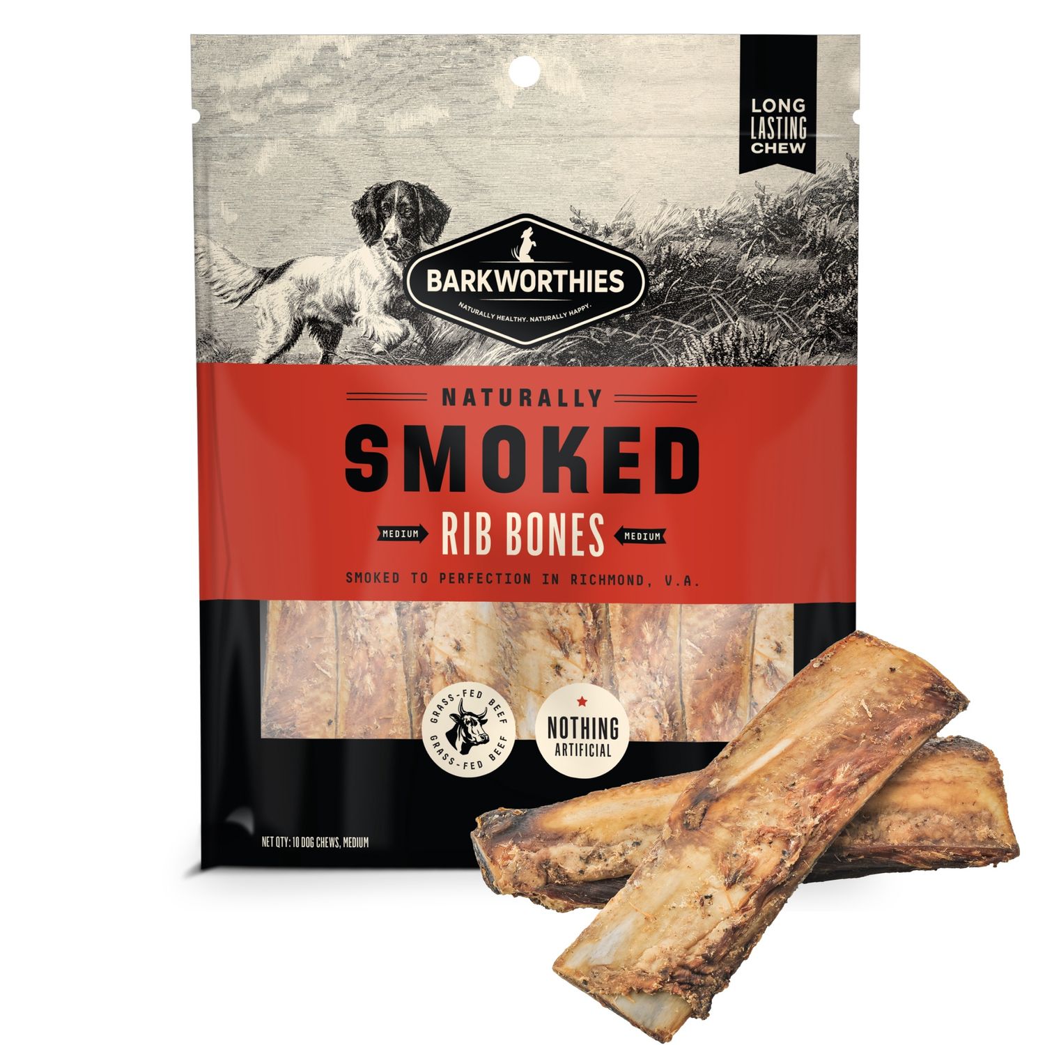 Barkworthies Smoked - Rib Bones, Size: 10pk