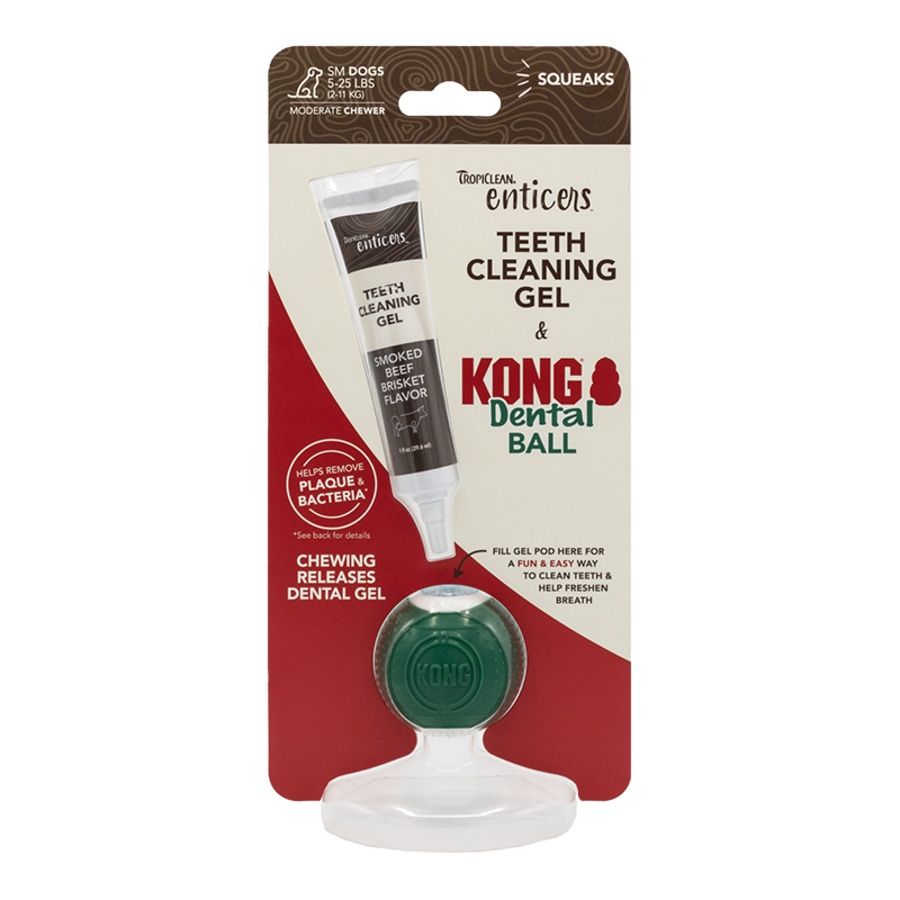 KONG Dental Ball &amp; Tropiclean Enticer Gel, Size: Small