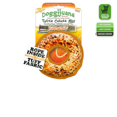 Doggijuana Tuffer Chewer Mini Everything Bagel Refillable Dog Toy